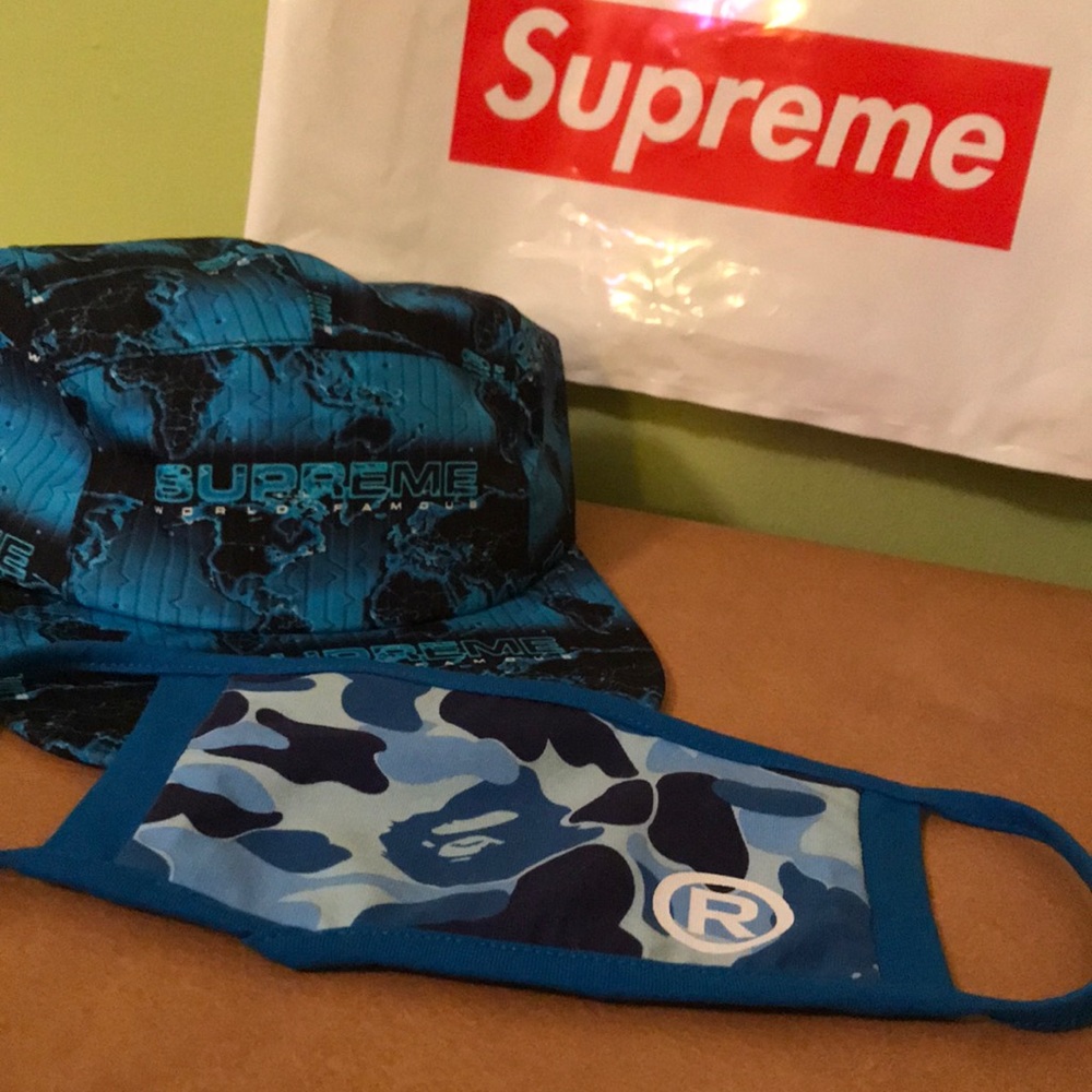 Supreme Hat and Bape mask